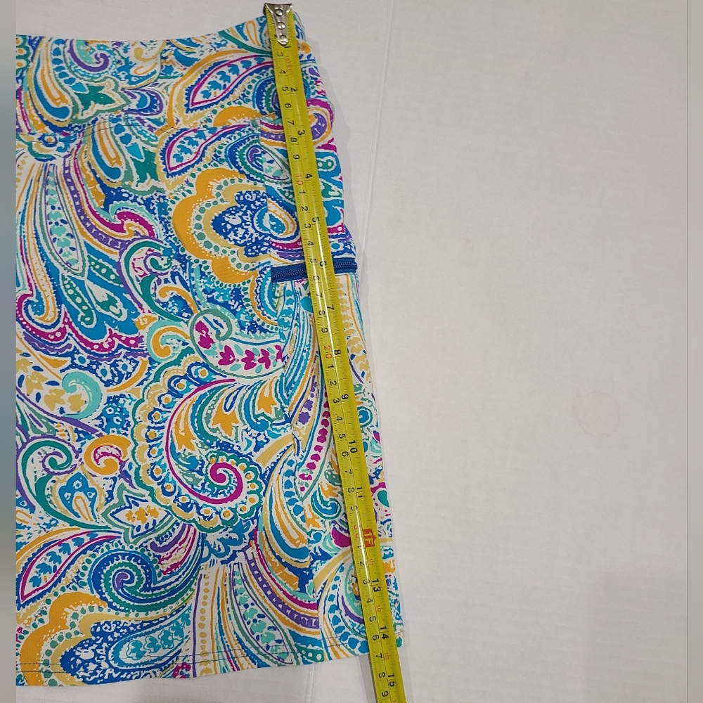 SUNSETS Turquoise Purple & Yellow Paisley Print Skirted Swimsuit Bottom Sz 16 - Picture 12 of 12